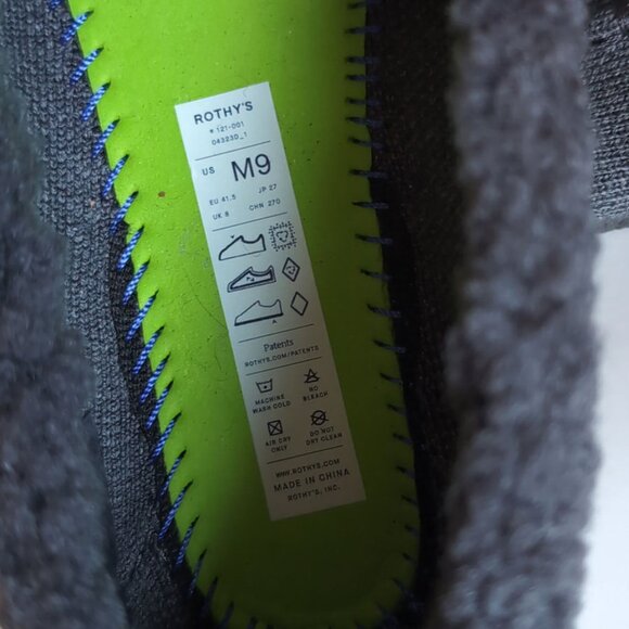 Rothy's Shoes Mens Merino The Slipper Mountain Gray Mens Size 9 - Picture 10 of 11